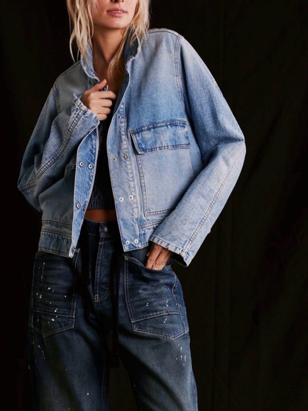 Free People Suzy Denim Jacket size L